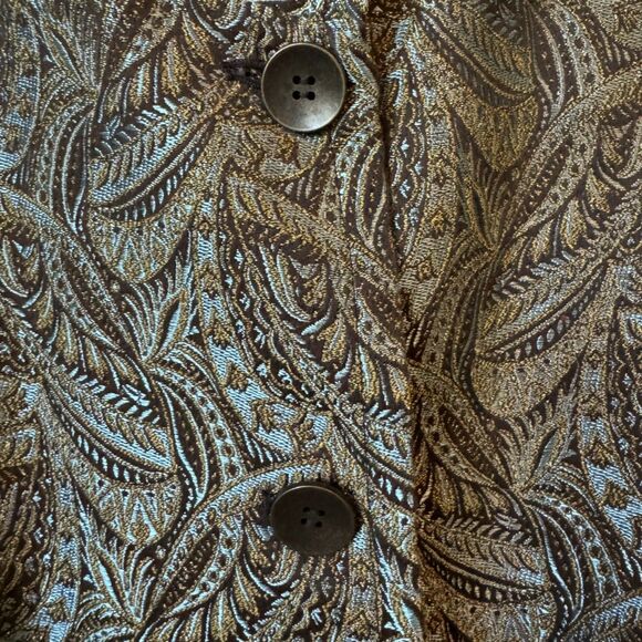 Chico's Formal Jacket Paisley w/ Good Thread w/ Leopard Interior & Cuffs Buttons - Picture 9 of 12